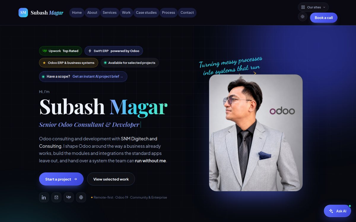Portfolio website built on the same Odoo database