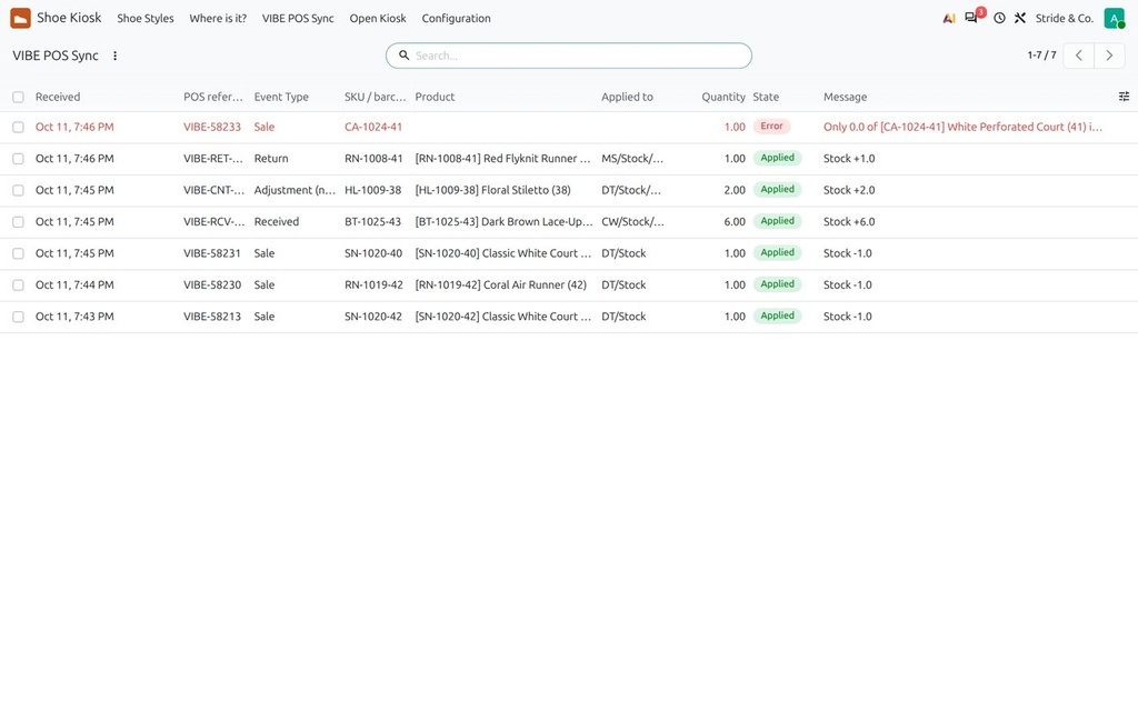 POS sync log