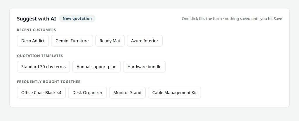 Suggest with AI on quotations