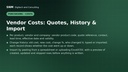 Vendor Costs: Quotes, History & Import