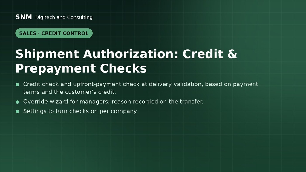 Shipment Authorization: Credit & Prepayment Checks