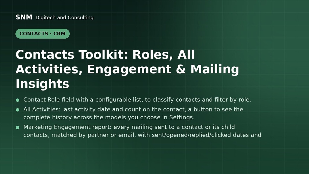 Contacts Toolkit: Roles, All Activities, Engagement & Mailing Insights
