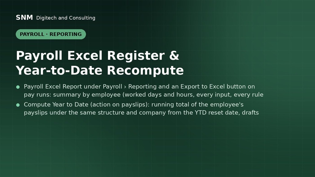 Payroll Excel Register & Year-to-Date Recompute