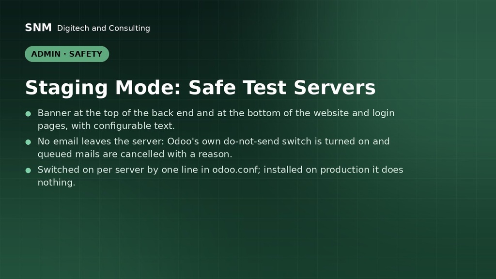 Staging Mode: Safe Test Servers